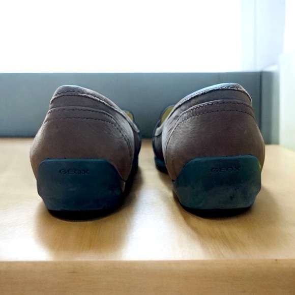 GEOX Brown Suede Loafers Size 39 Square Toe Gold Hardware - Picture 3 of 7